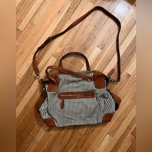Sole Society Striped Purse with Brown Leather
